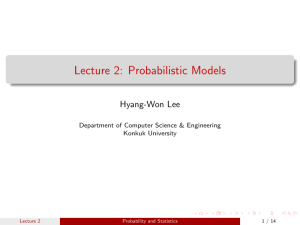 Lecture 2: Probabilistic Models
