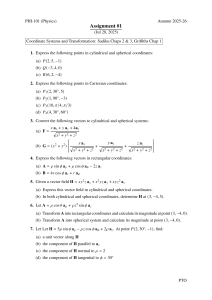 Physics Assignment: Coordinate Systems & Transformations