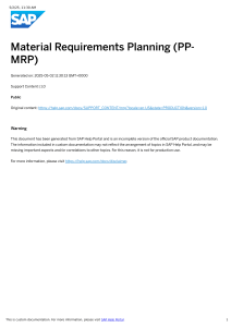 SAP Material Requirements Planning (PP-MRP) Guide