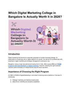 Best Digital Marketing Colleges in Bangalore 2026: Guide