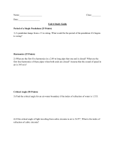 Unit 6 Physics Study Guide: Pendulums, Harmonics, Critical Angle