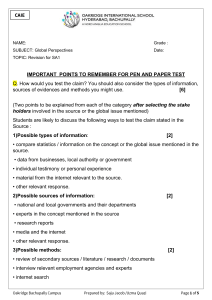 Global Perspectives SA1 Revision: Testing Claims Guide