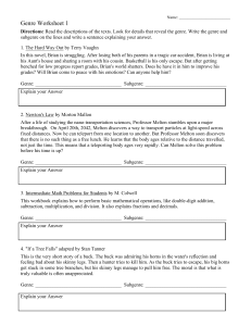 Genre Identification Worksheet: Literary Analysis Practice
