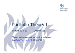 Portfolio Theory I Lecture Notes: Chapters 11-12