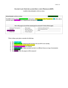 Elementary IEP Sample Measurable Annual Goal