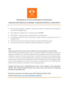University of Johannesburg Construction Safety Assignment Brief