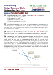 Marketing Feasibility Study Assignment: Demand & Forecasting