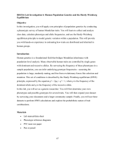 BIO316 Lab 6: Human Population Genetics & Hardy-Weinberg Equilibrium