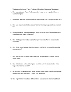 Assassination of Franz Ferdinand Worksheet