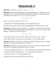 Homework 4: Logarithms & Exponential Growth Problems