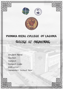 PHINMA Rizal College Engineering Statics Course Outline