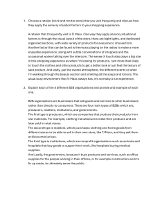 Retail Sensory Factors & B2B Organizations Assignment