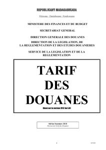 Tarif des douanes Madagascar 2016 (SH 2012)