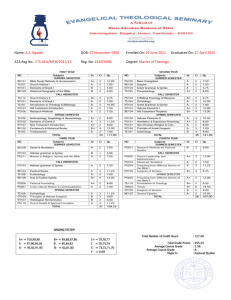Evangelical Theological Seminary Transcript - Master of Theology