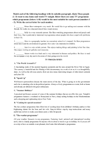 English Language Worksheet: TV Program Matching Exercise