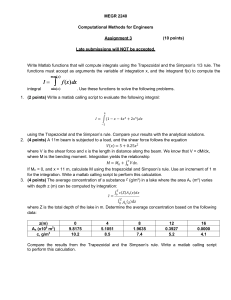 MEGR 2240 Assignment 3: Numerical Integration in Matlab