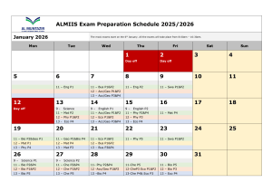 ALMIIS 2025/2026 Exam Preparation Schedule