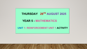 Year 5 Mathematics Unit 1 Reinforcement Activity