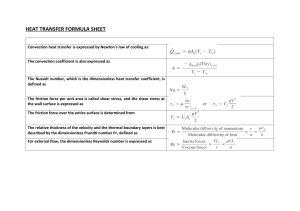 Heat Transfer Formula Sheet: Convection, Nusselt, Reynolds Numbers