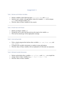 Assignment 1: Programming Basics