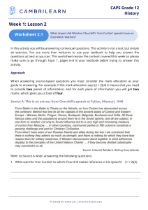 CAPS Grade 12 History Worksheet: Iron Curtain Speech
