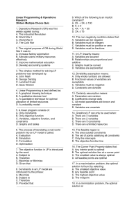 Linear Programming & Operations Research Quiz
