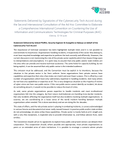 Cybersecurity Tech Accord Statements on Private Sector Role in Cybercrime Convention