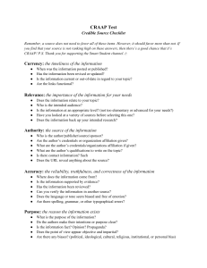 CRAAP Test Credible Source Checklist for Evaluating Sources