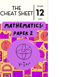 Grade 12 Mathematics Paper 2 Cheat Sheet Study Guide