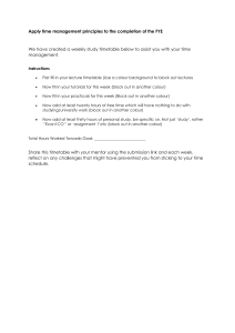 University Time Management Timetable Template for FYE