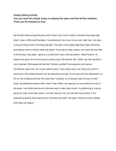 Hobby Editing Activity: Piano Essay Mistakes