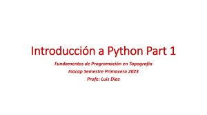 Introducci&oacute;n a Python Part 1