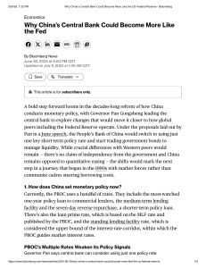 China's Central Bank Reform: Moving Closer to Fed Model