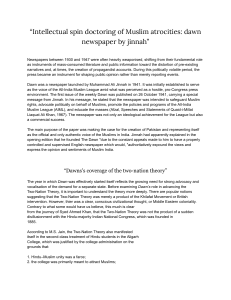 Dawn Newspaper & Jinnah: Propaganda & Two-Nation Theory