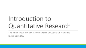 Introduction to Quantitative Research for Nursing