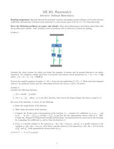 ME 205 Homework 6: Linear Systems & Fourier Series Problems