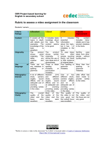 Video Assignment Rubric for English Secondary School