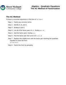 Solving Quadratic Equations by Factorisation Practice