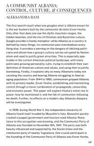 Communist Albania: Control, Culture, Consequences