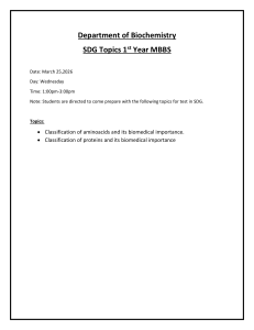 SDG Topics 1st Year MBBS: Amino Acids & Proteins Test Prep