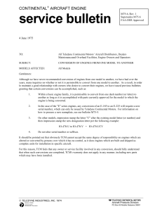 Continental Engine Conversion Service Bulletin M75-6