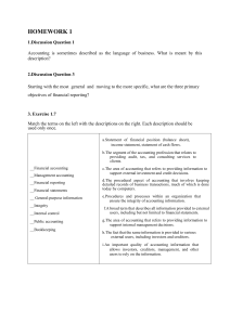 Accounting Homework 1: Discussion & Matching Exercises
