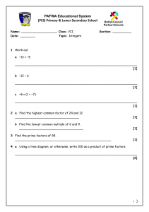 Class 7 Math Test: Integers