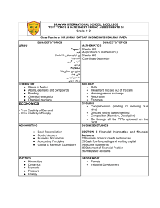 Grade 9 Test Topics & Date Sheet - Bravian School