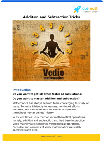 Vedic Maths Addition & Subtraction Tricks