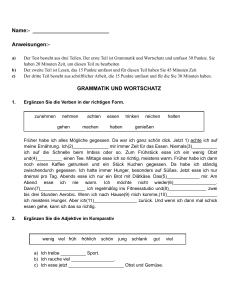Deutsch-Test: Grammatik und Wortschatz