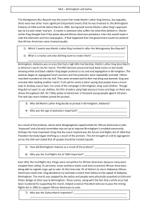 MLK Birmingham and Selma Worksheet