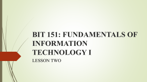 BIT 151 Lesson 2: Data Sources & Information Needs