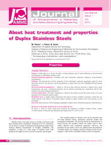 Heat Treatment and Properties of Duplex Stainless Steels