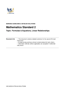 Mathematics Standard 2 Mock Exam Solutions: Formulae & Equations